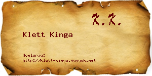 Klett Kinga névjegykártya